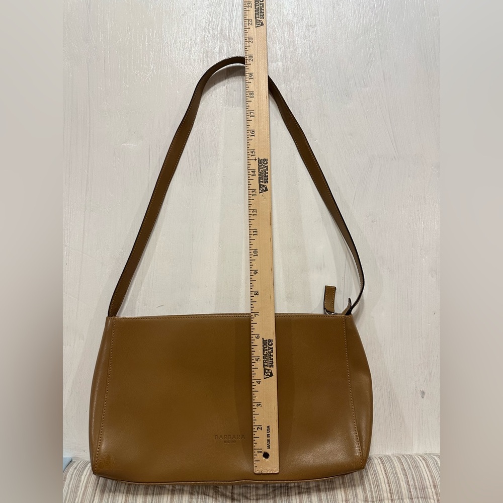 Barbara Milano 90s Italian Leather Shoulder Bag – Tan Brown Y2K Minimal Purse - Picture 8 of 13